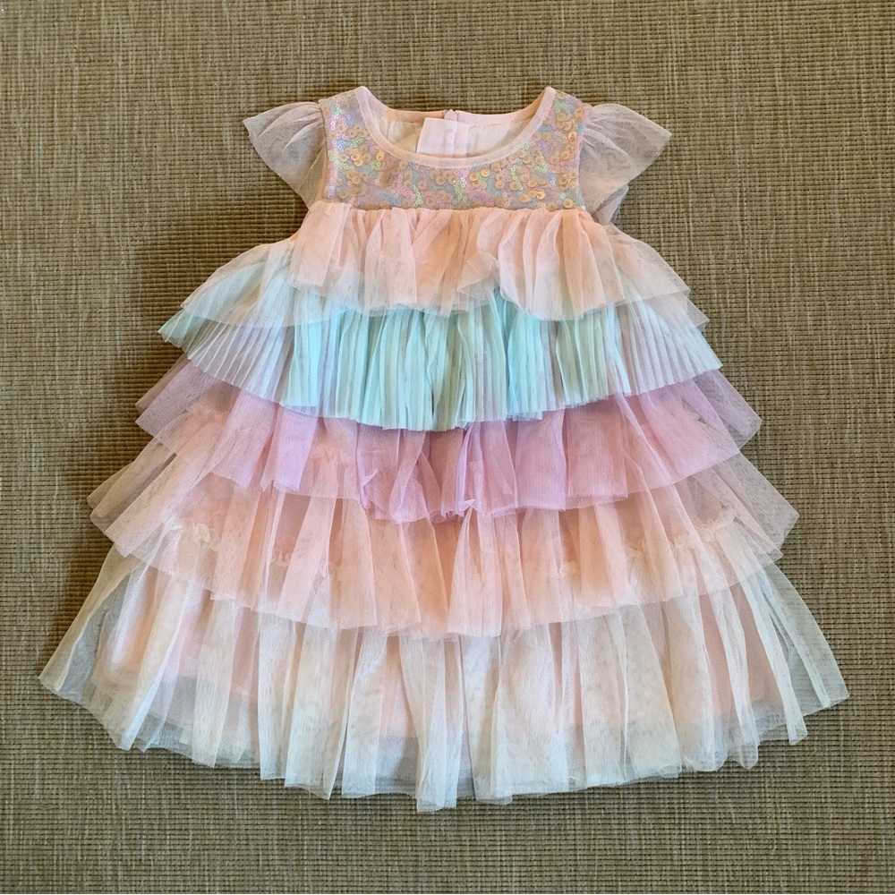 Billieblush tiered tulle baby girls dress 12 Months NWT
